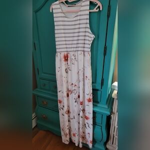 Simplee Apparel Striped and Floral Maxi Dress